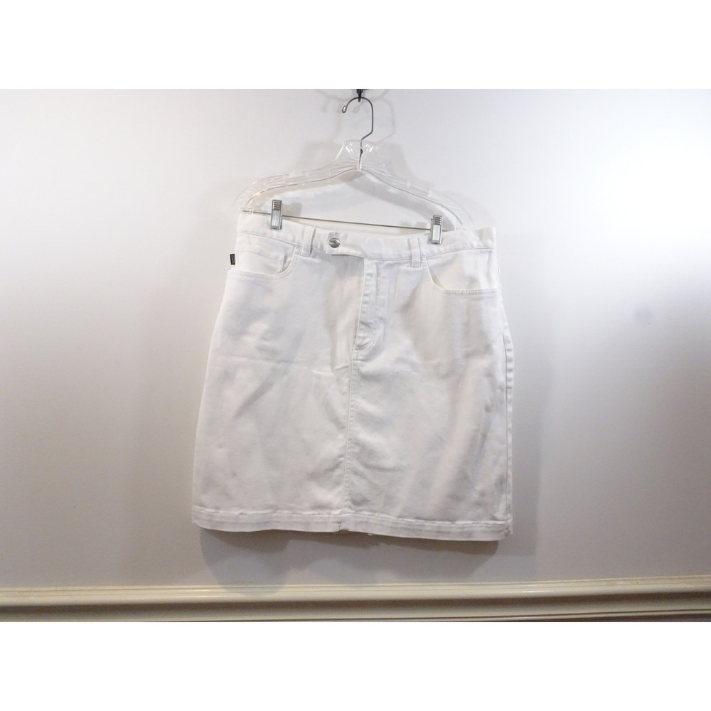 Lauren Ralph Lauren Womens White Denim Skirt Size 14 Stretch Straight Mini